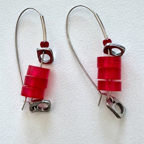 Red Dangly Earrings - Picture 5 of 5